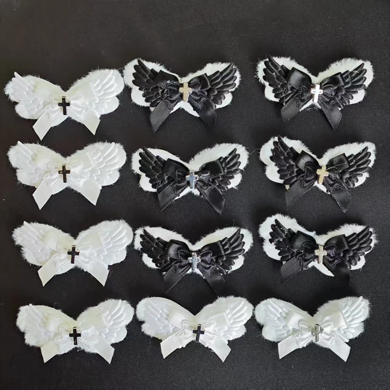 12 accessoires pour ailes d'ange en forme d'arc, ailes d'ange et de diable avec croix, schéma de cou