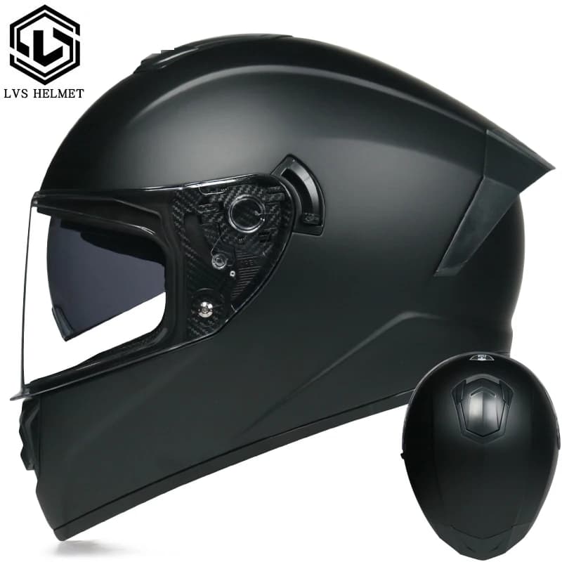 Casque de moto intégral avec double lentille, casques à col classique, équipement de course, équipem