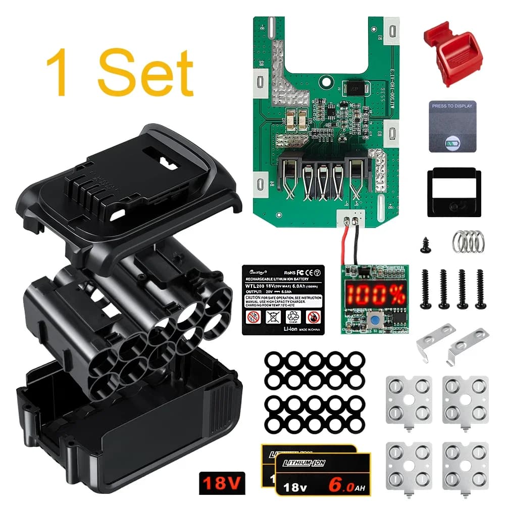Boîtier de batterie pour outil électrique Dewalt, ensemble d'accessoires avec carte PCB BMS, LED num