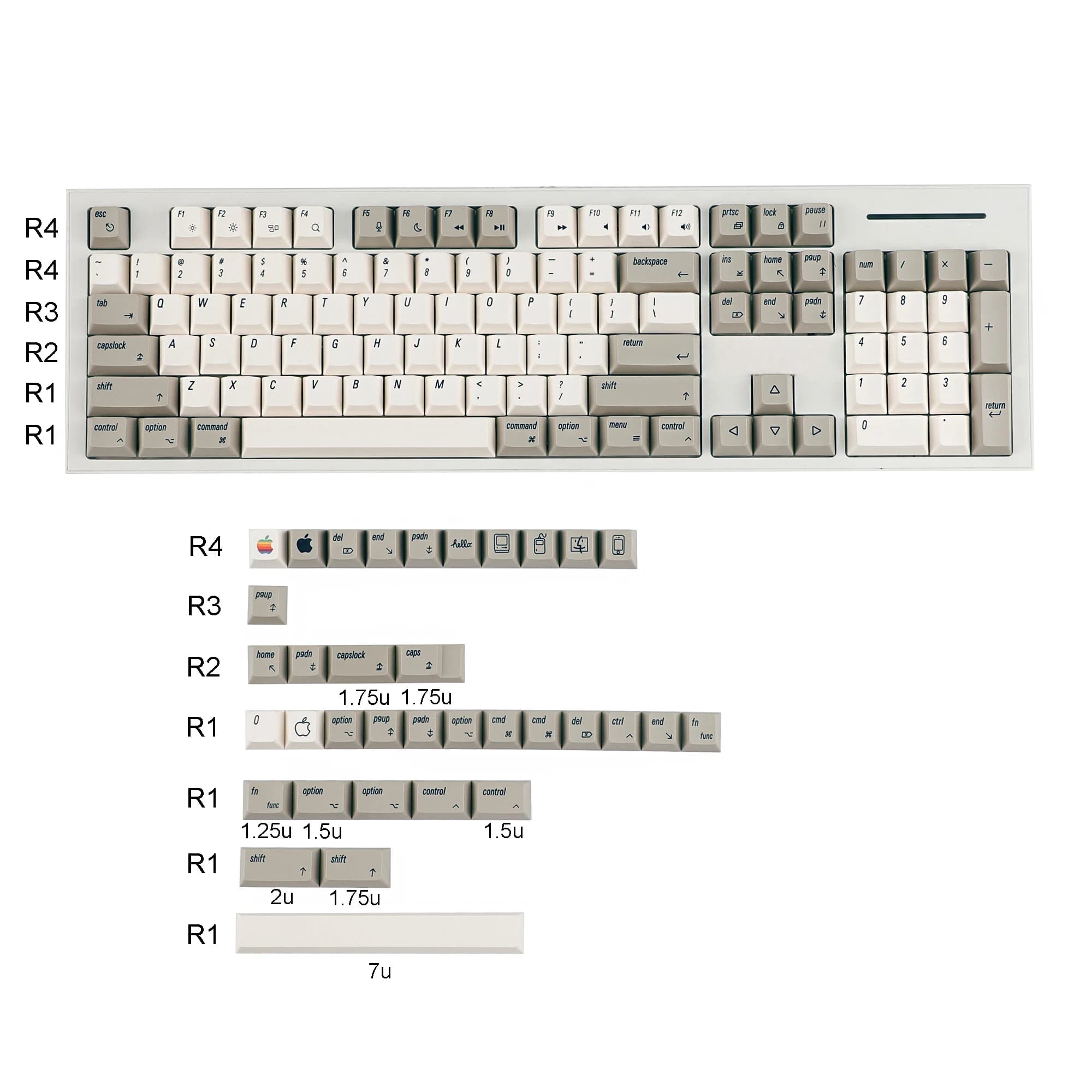 YMDK – capuchons de touches rétro pour clavier mécanique, anglais et coréen, profil Cherry, sublimat