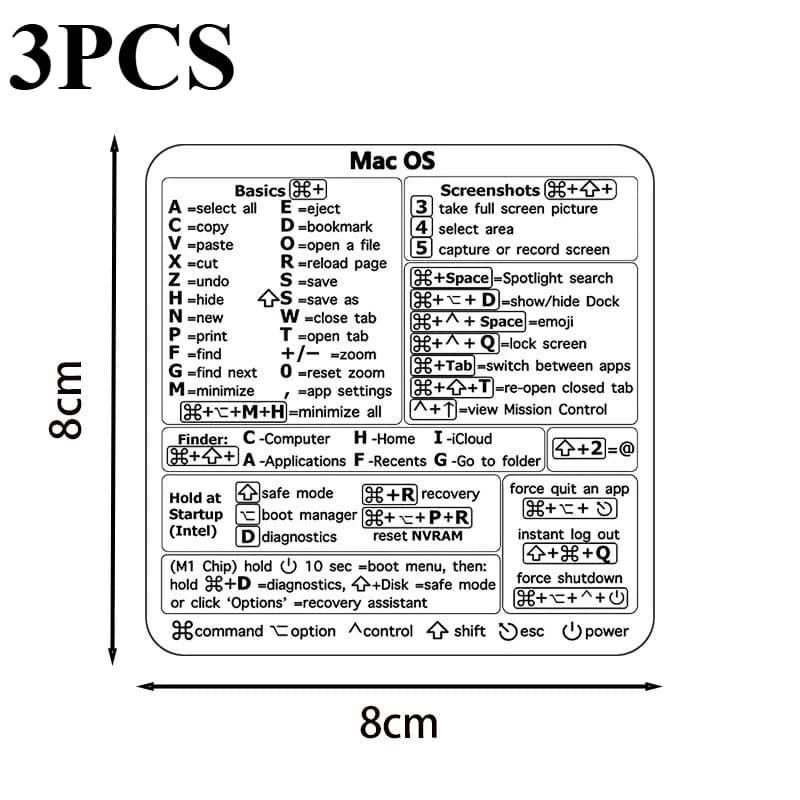 Autocollants de raccourci de référence pour clavier d'ordinateur portable Windows PC, 3 pièces, peau