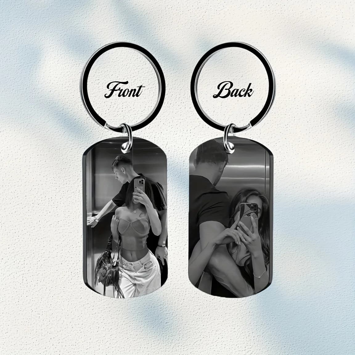 Porte-clés Photo personnalisé pour hommes, texte personnalisé, étiquette de chien, cadeau pour la fa