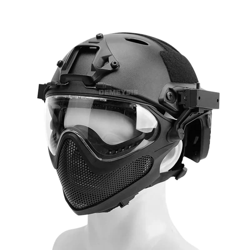 Casque tactique + masque + ensemble de lunettes de protection, casque d'airsoft et de paintball pour