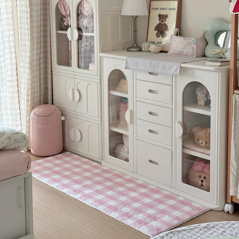 Tapis de couloir moelleux VIKAMA Macaron Color Star, antidérapant, doux, long, pour chambre de fille
