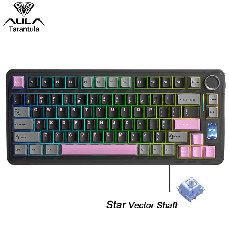 AULA S75 Pro clavier mécanique de jeu 75% échangeable à chaud rvb rétro-éclairé 4000mAh PBT touches 