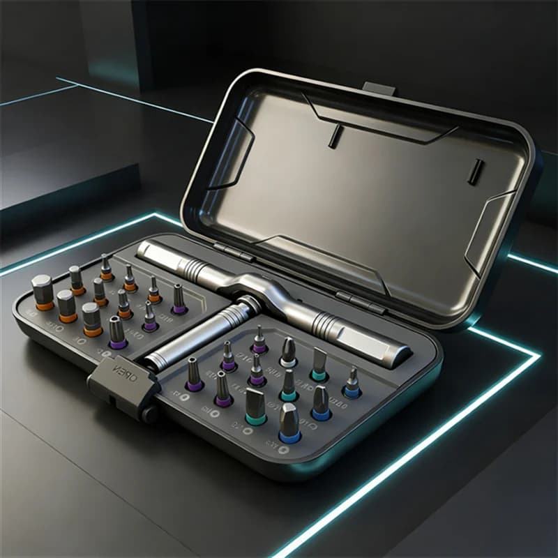 Jeu de tournevis magnétiques 24 en 1, tournevis à cliquet magnétique Compact et Portable avec poigné