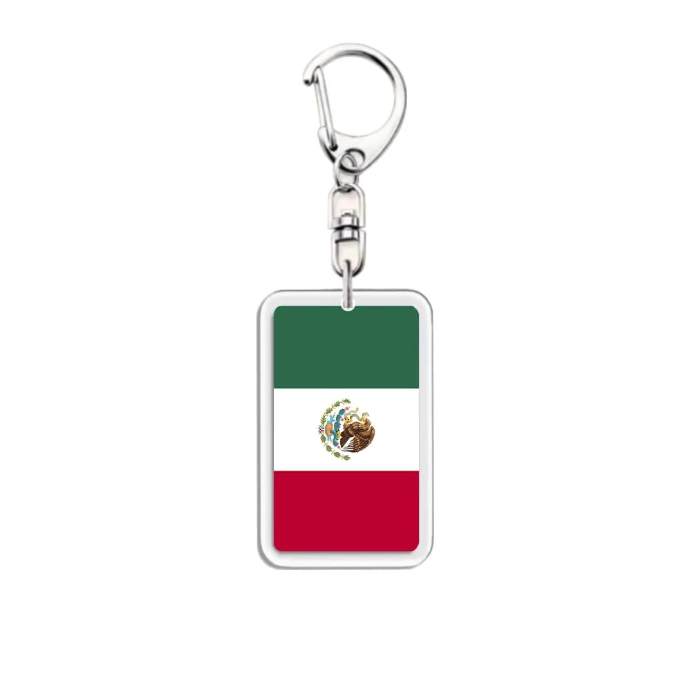 Porte-clés en acrylique drapeau du Mexique, breloque de sac tendance, pendentif, porte-clés de voitu