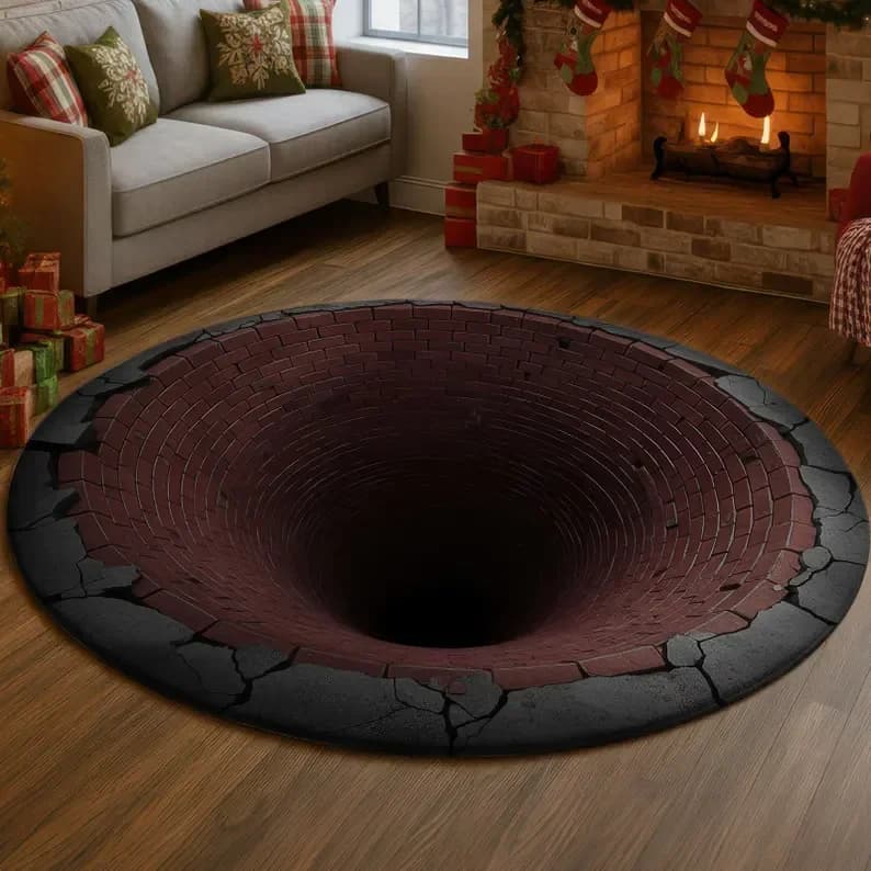 Tapis 3D tapis rond grand tapis de fissure tapis à trous profonds tapis d'illusion tapis de fissure 