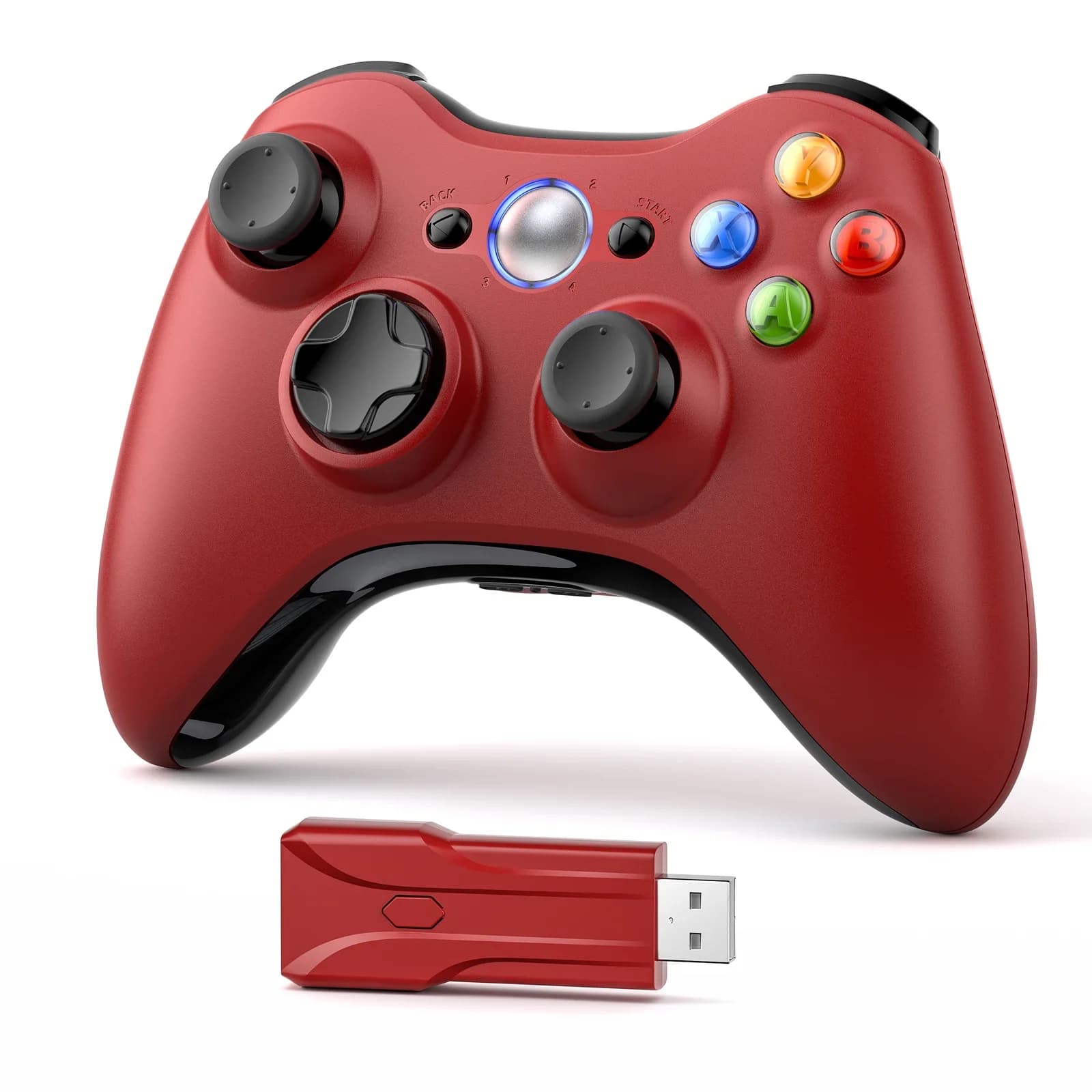 Manette de jeu pour Xbox 360/Slim/Elite/PC, contrôleur sans fil, joystick 6 axes, double vibration, 