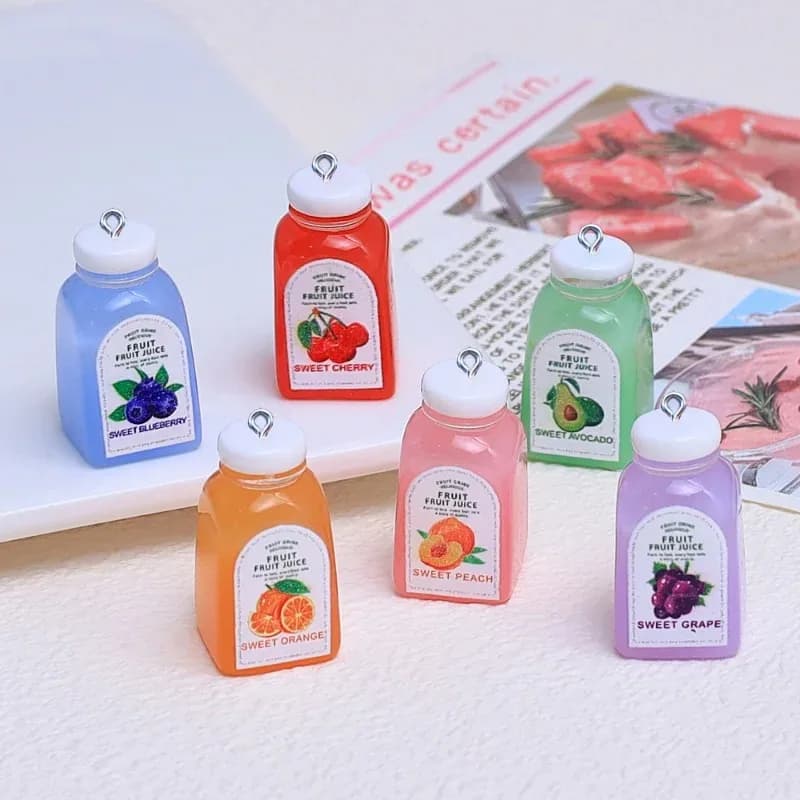 Mini breloques en résine 3D en forme de bouteille de jus de cerise, 10 pièces, pour la fabrication d