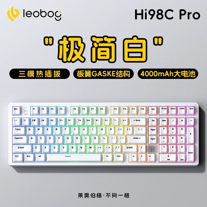 LEOBOG-Clavier mécanique sans fil Bluetooth Hi98 Pro, clavier de jeu personnalisé, touches de jeu PB