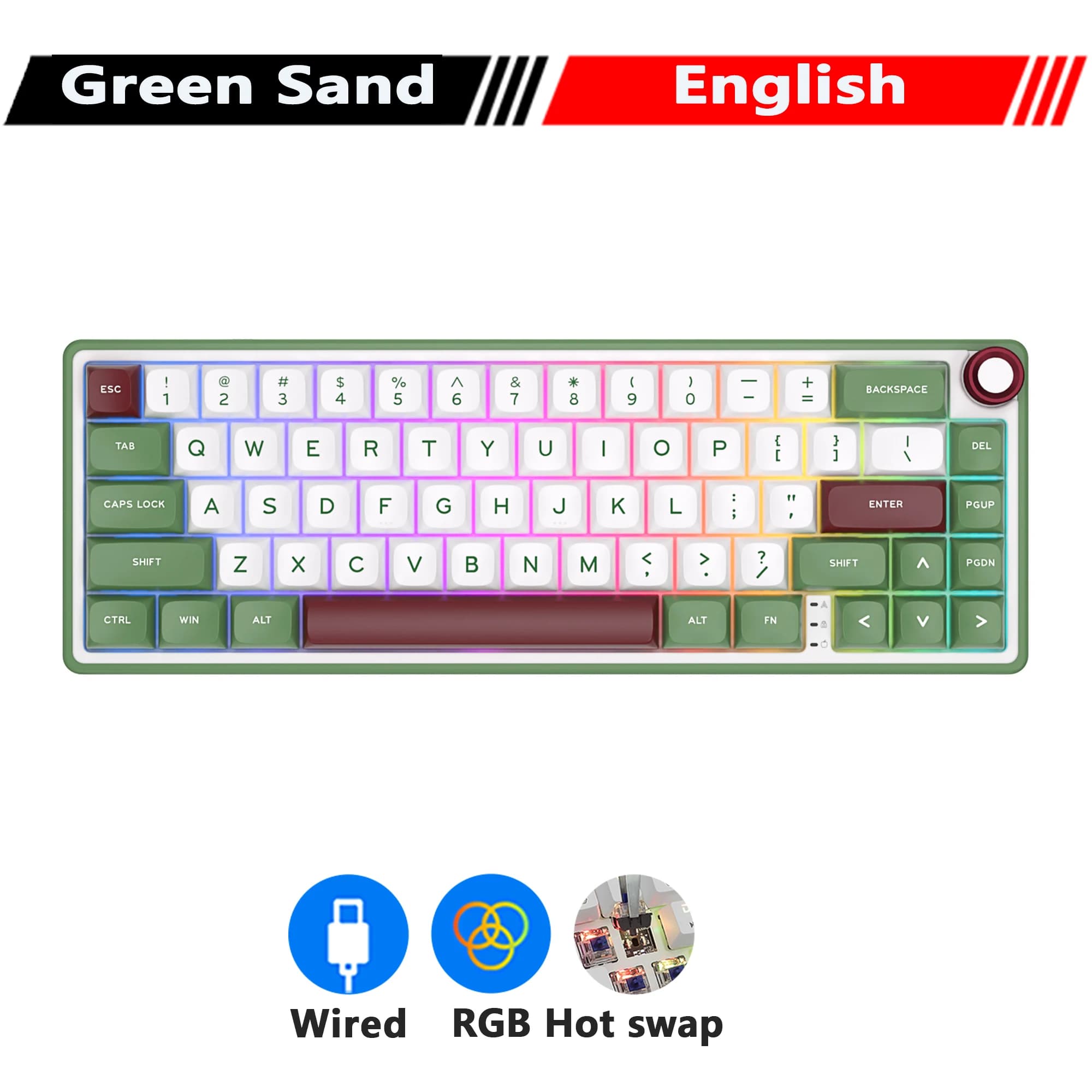Royal Kludge-Clavier de jeu mécanique filaire, rétro4.2 RVB, remplaçable à chaud, touches MDA PBT, R