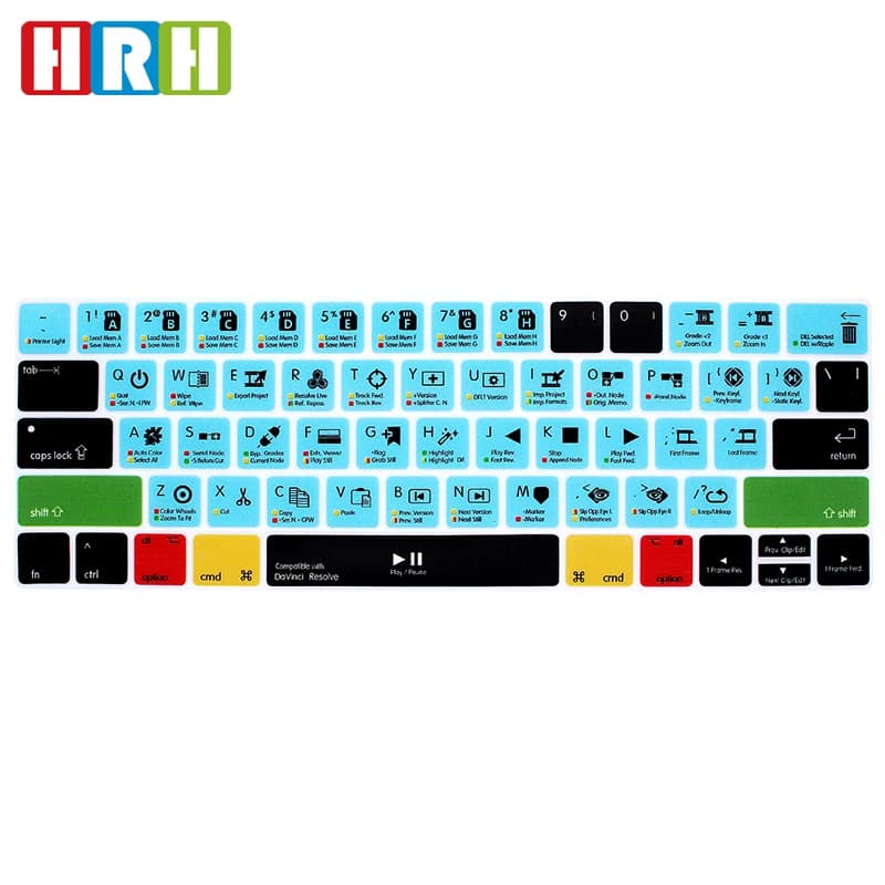 DaVinci résoudre la fonction raccourci couverture de clavier en Silicone disposition américaine pour