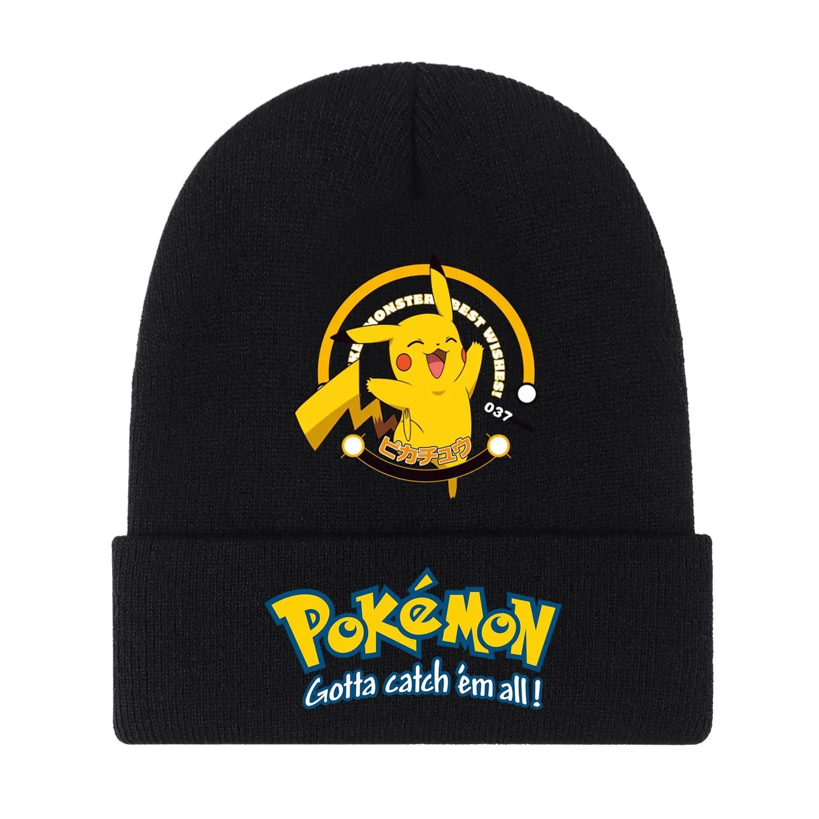 Chapeau tricoté mignon de dessin animé Pikachu Charizard, bonnet d'hiver résistant au froid pour enf
