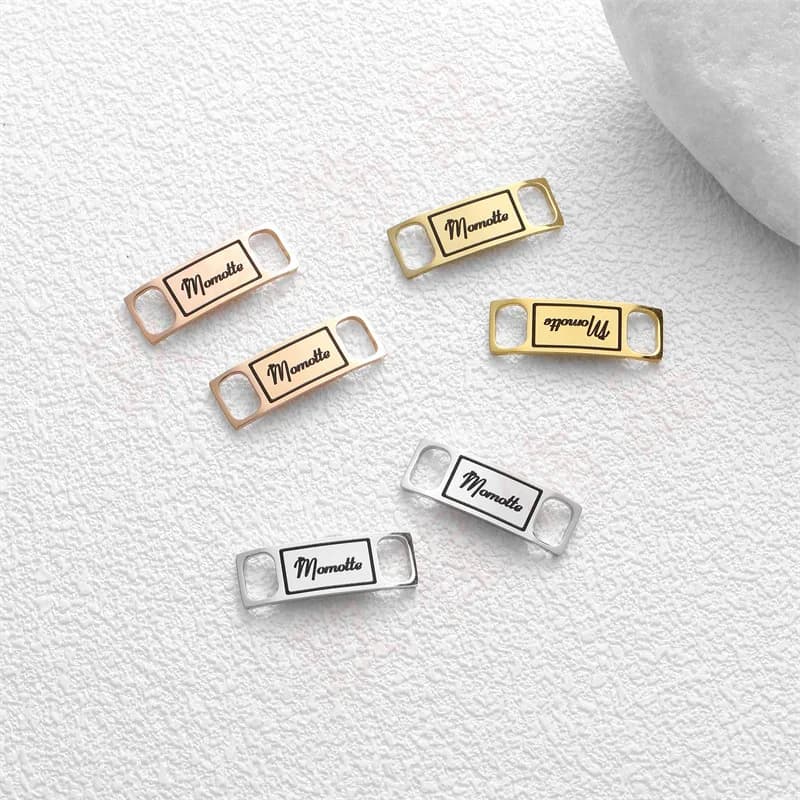 Boucle de chaussure personnalisée personnalisée, avec lettres de nom gravées, boucle de lacet en aci