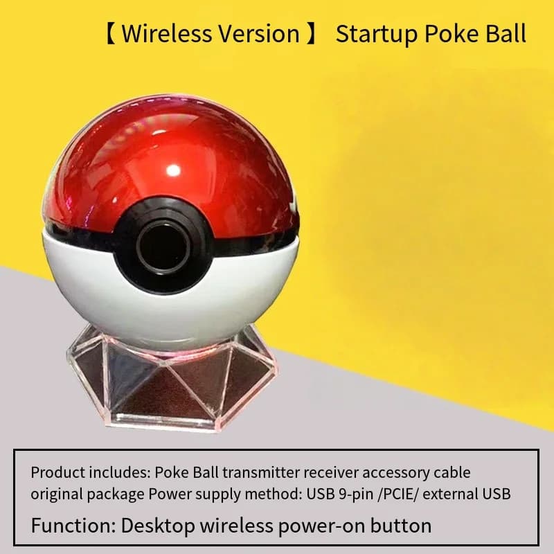 Démarreur de PC sans fil Pokemon Poke Ball - Bouton d'alimentation de bureau créatif pour coque d'or