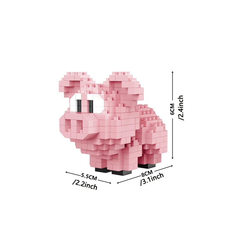 Knew construit mignon rose sourire cochon Micro Mini blocs de construction jouet-bringer de bonne hu
