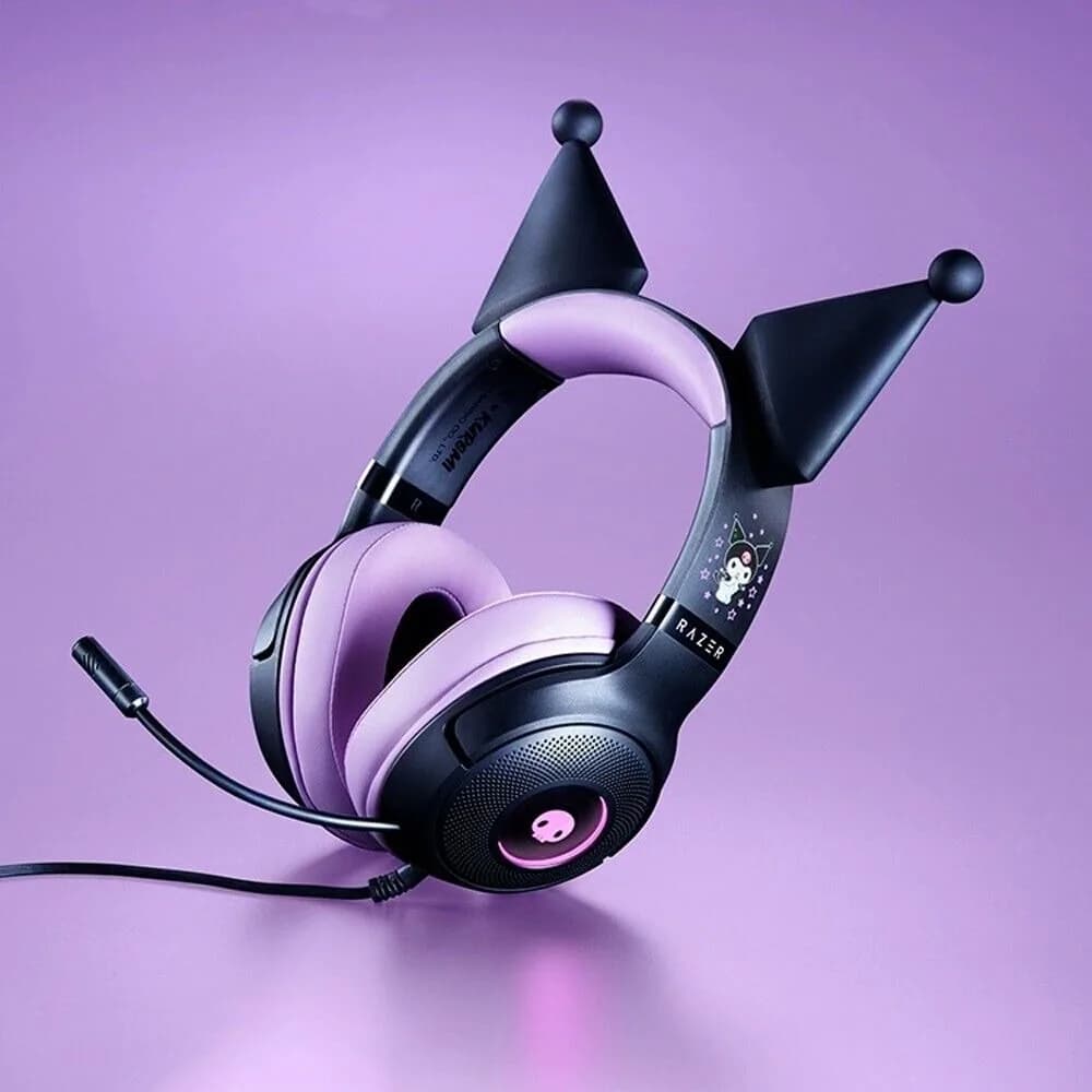 Razer Sanrio Kuromi Casque filaire Casque édition limitée HyperClear Microphone cardioïde TriForce 4