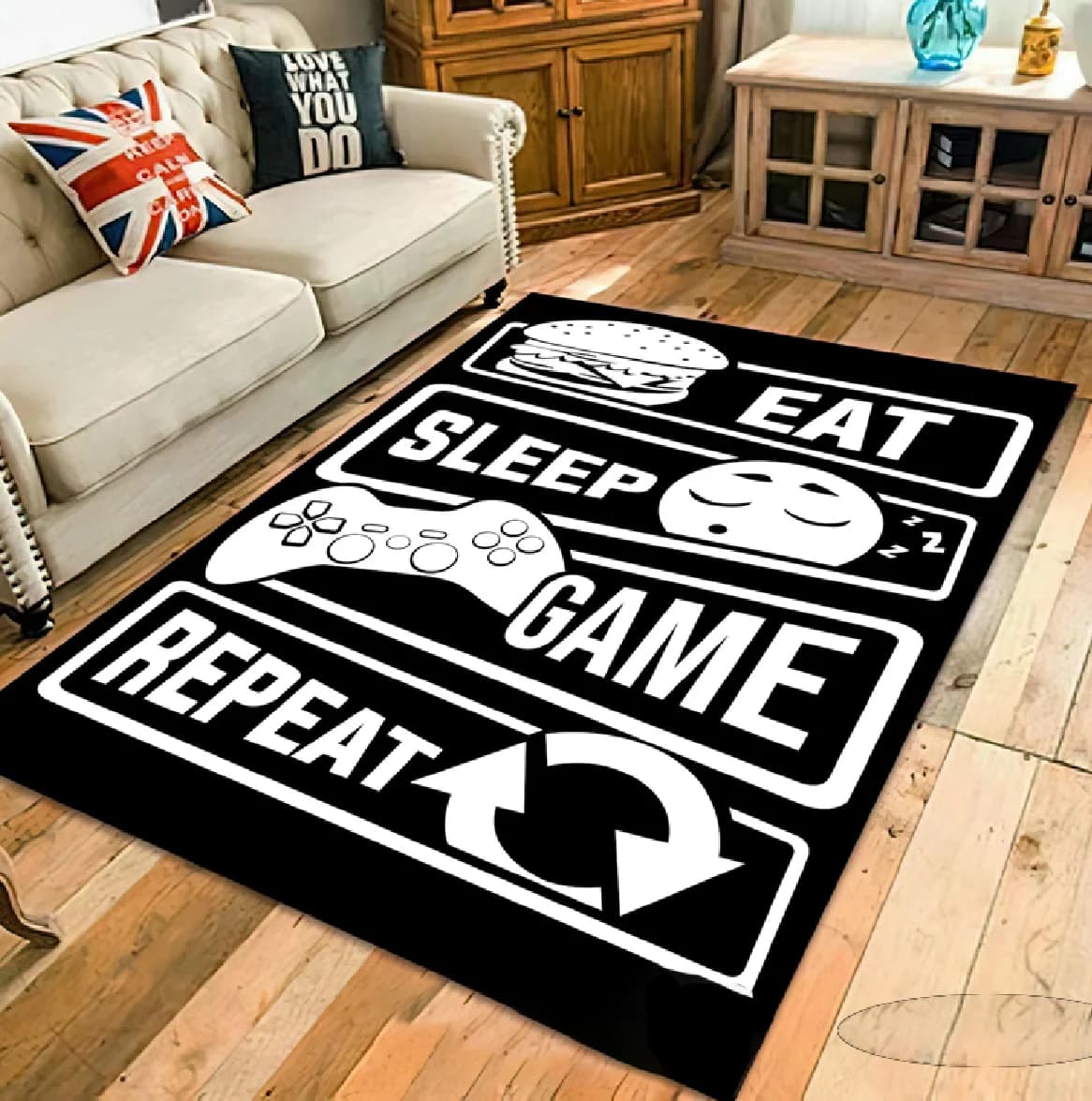 Tapis Gamer Start Game, tapis néon pour manette de jeu, antidérapant, lavable en machine, pour salon