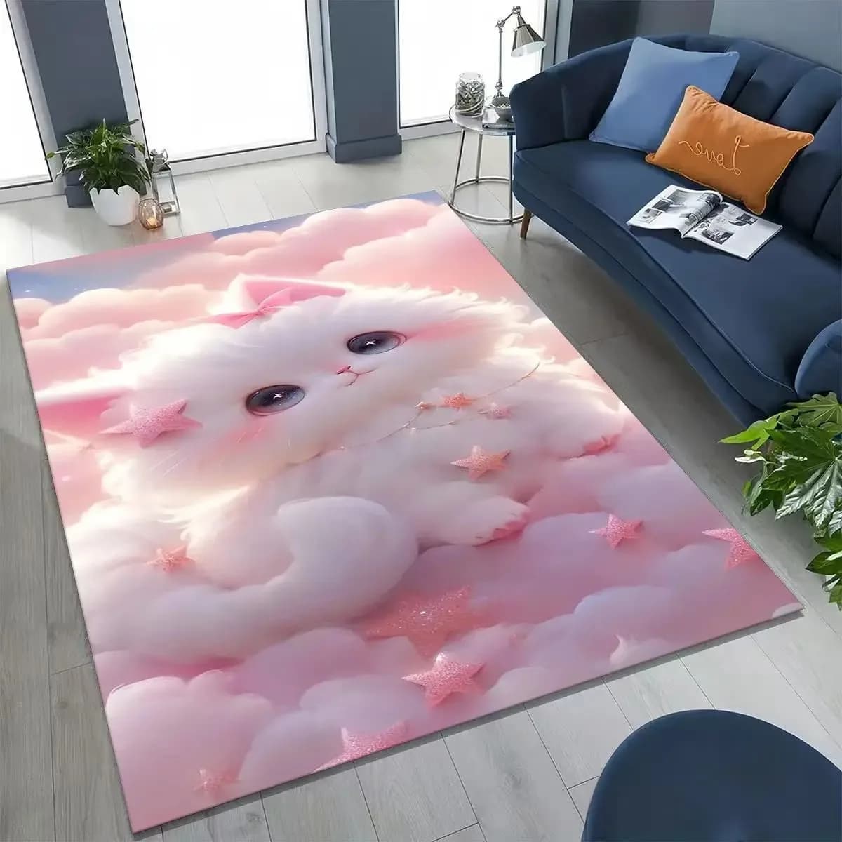 Tapis imprimé avec des pattes de chaton 3D Kawaii, tapis de jeu pour bébé, tapis de salon, tapis de 