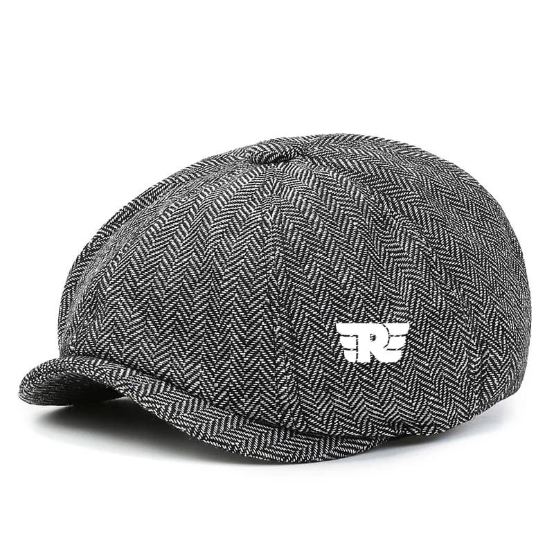 Casquette plate rétro pour homme, logo royal, béret britannique, mélange de laine, vintage, tweed à 