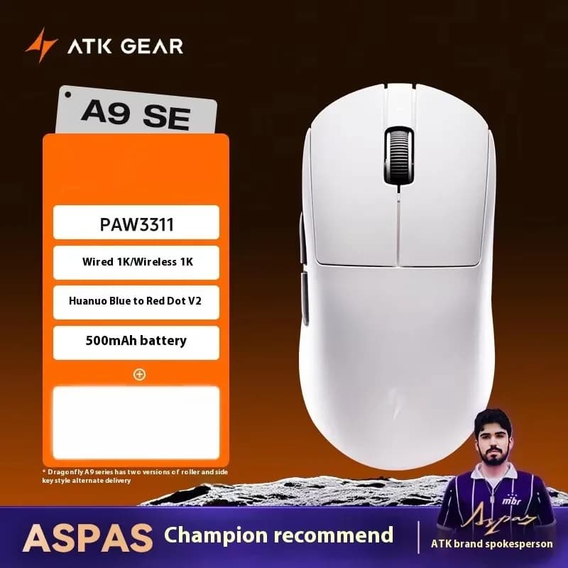 ATK DragonFly A9 Air Ultimate souris de jeu sans fil PAW3950 Ultra 42000DPI 750IPS 8KHz RGB concepti