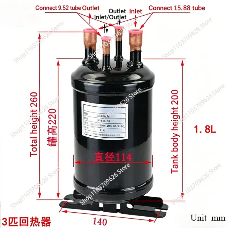 Régénérateur 3HP, accessoires de réfrigération, séparateur gaz-liquide pour climatisation, réservoir