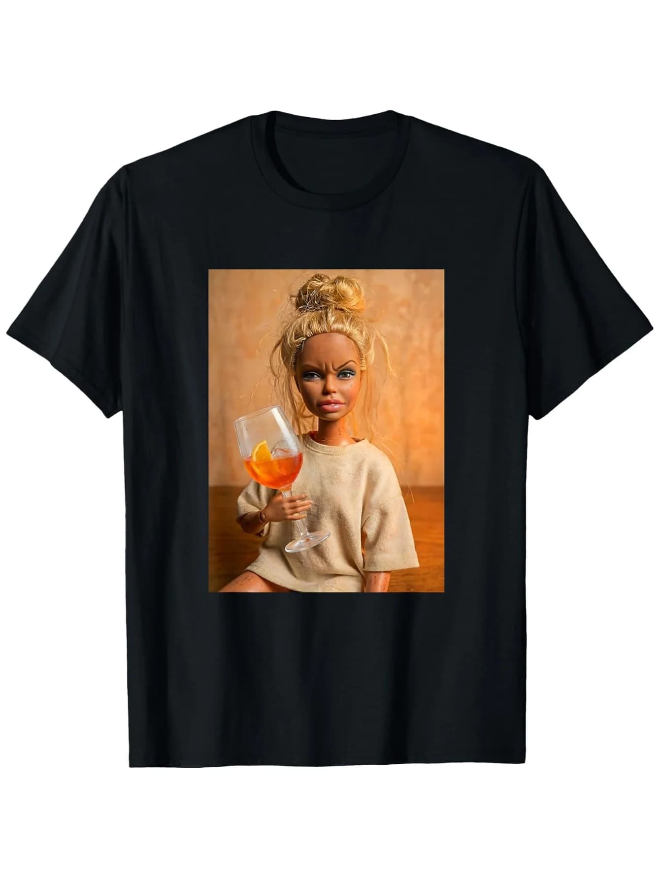 Meme de poupée emoji dégoûtante, t-shirt amusant avec un cocktail Spritz à l'orange |   Chemise déco