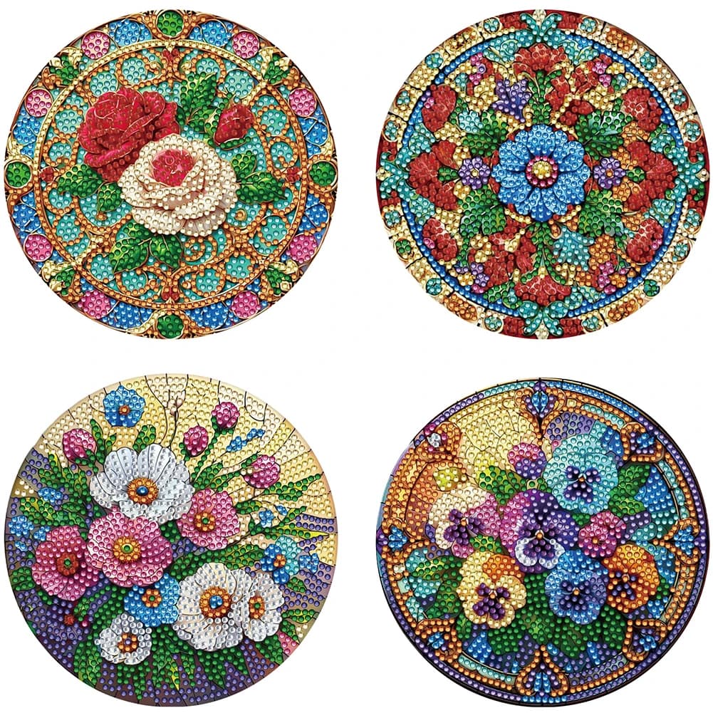 Tapis de Table avec peinture diamant, napperon rond avec strass, antidérapant, pour la décoration de