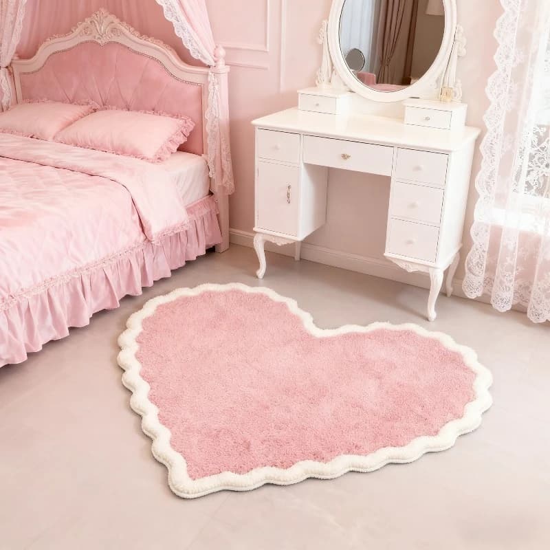 VIKAMA rose irrégulière en forme de coeur tapis en peluche doux tapis de chevet pour chambres Girly 