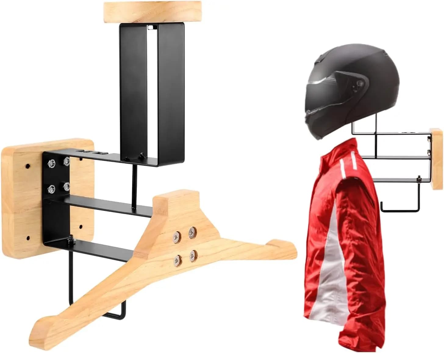 ​ Support mural pour casque de moto, crochet en bois, support d'affichage pour casque, organisateur 