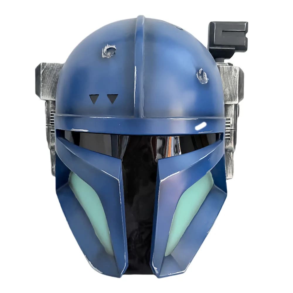 Masque de casque Mandalorian bleu pour homme, en résine, masque d'Halloween, accessoires de fête de 