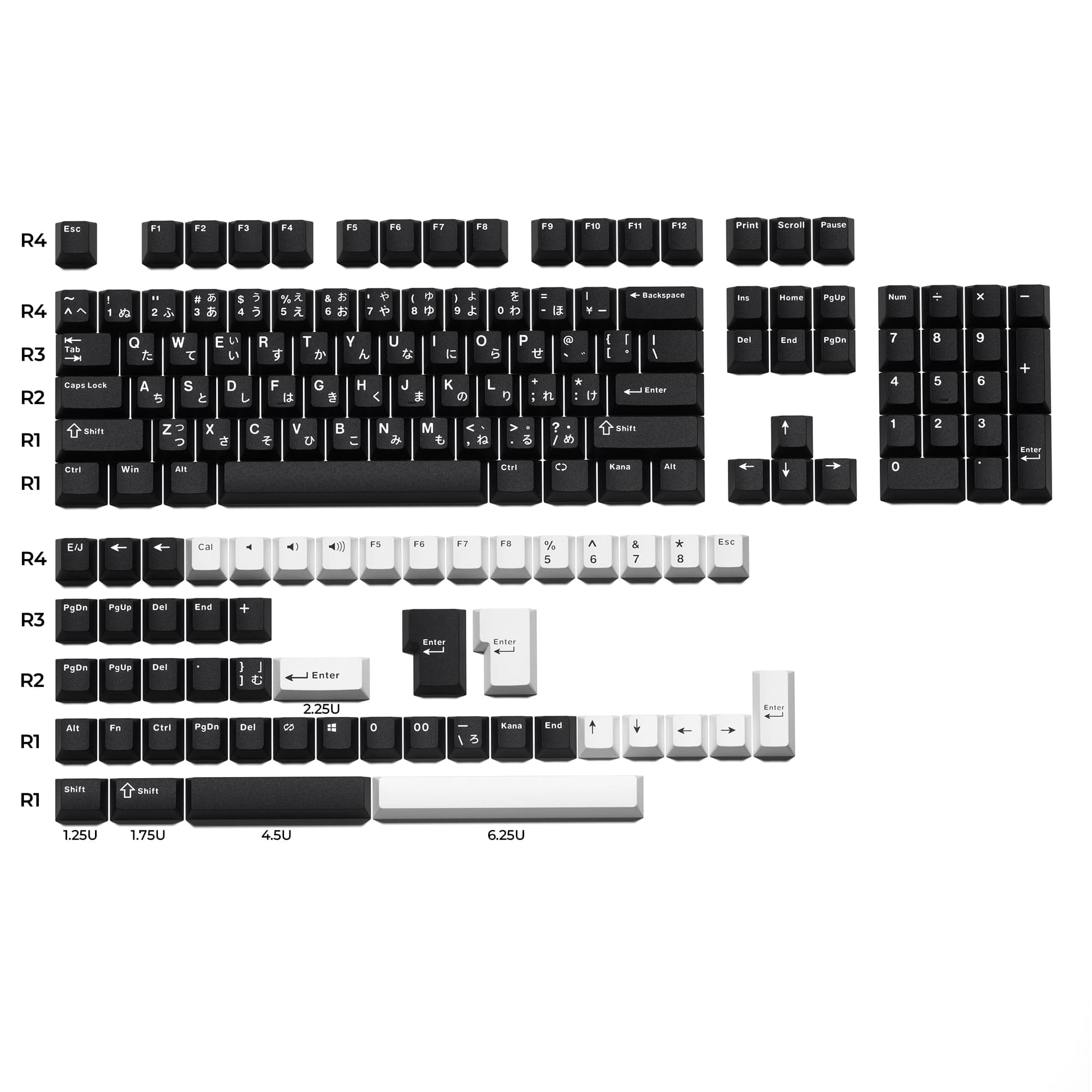 XVX – capuchons de touches noirs en PBT, caractère japonais, pour clavier mécanique, Double injectio