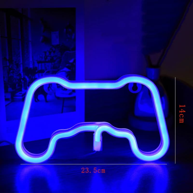 Enseigne au néon de jeu, contrôleur de manette de jeu, appliques murales de jeu, décor pour salle de