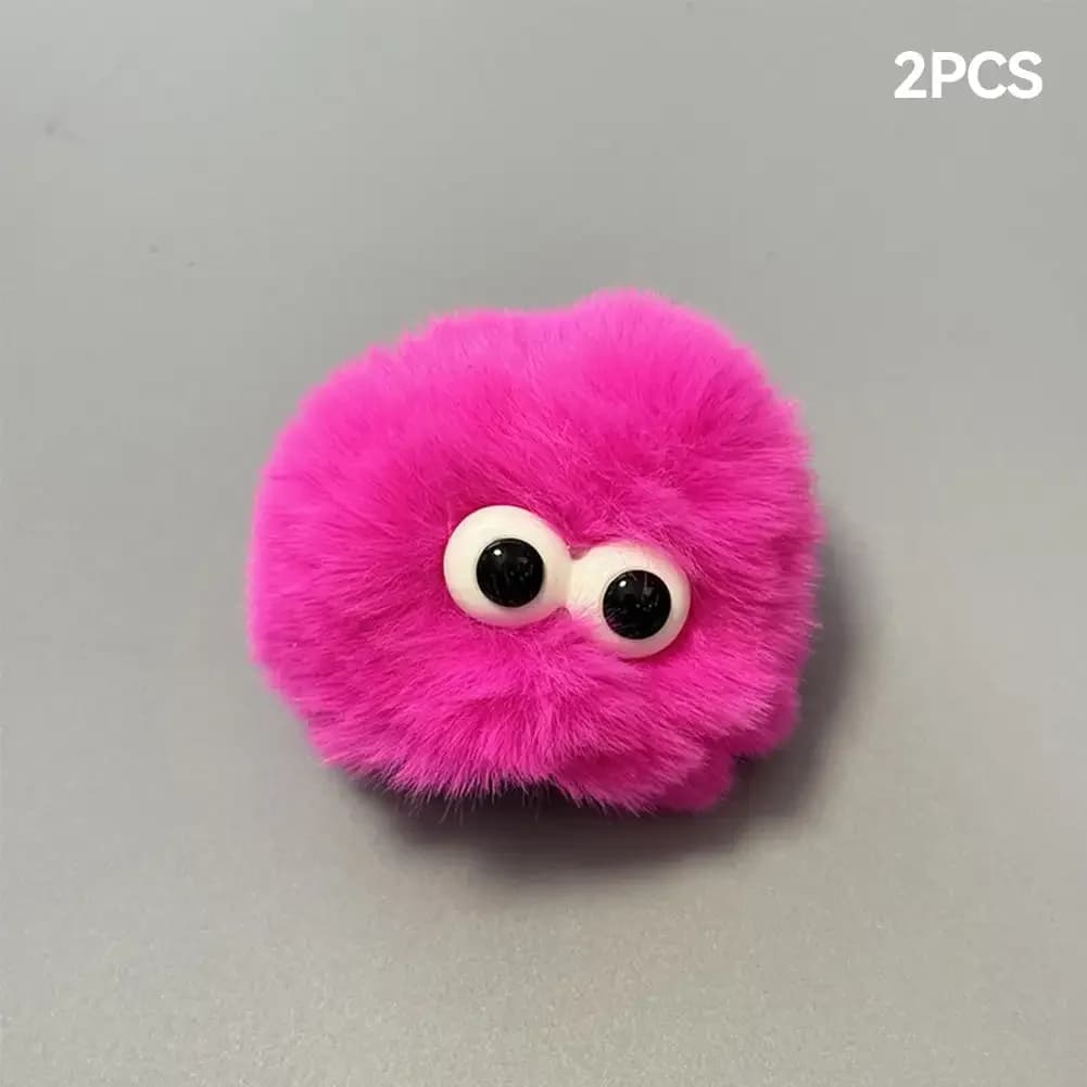 Autocollant de casque de moto, 2 pièces, boule en peluche mignonne, décoration douce, grands yeux, v