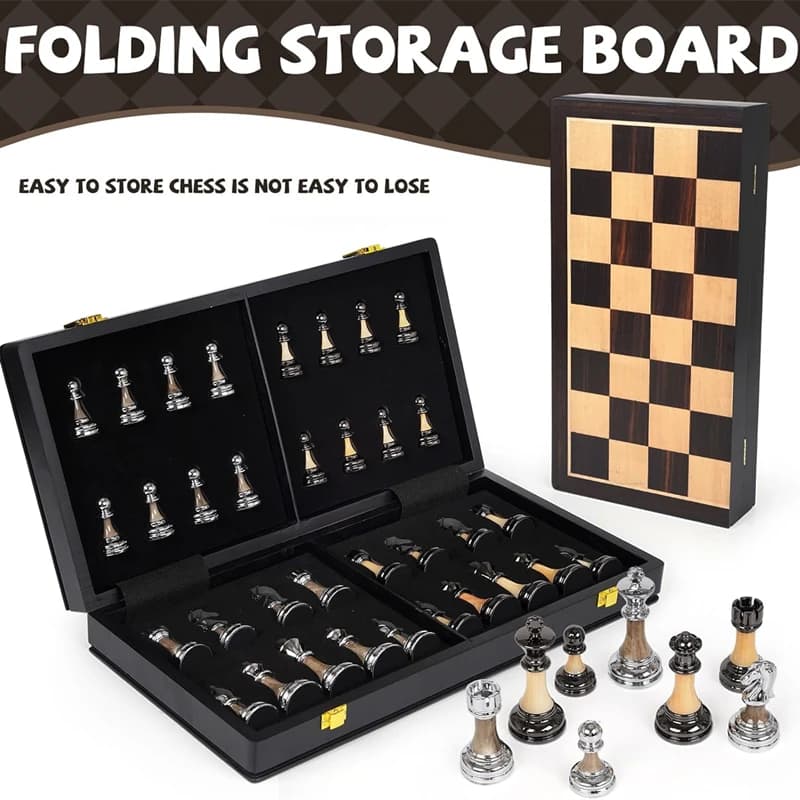 Jeu d'échecs 45 cm/17,7 pouces, grand plateau en bois massif Eewood, pièces d'échecs haut de gamme é
