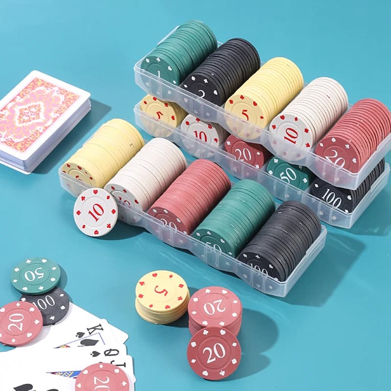 Plateau professionnel en acrylique pour jetons de poker, capacité 100 jetons, organisateur à 5 compa