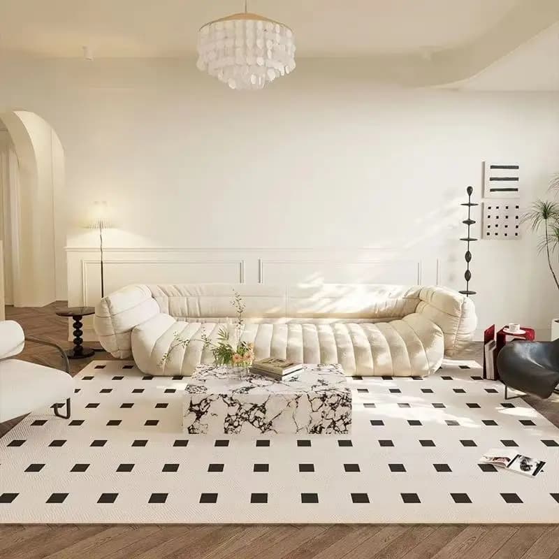Tapis à carreaux de luxe léger, antidérapant, facile d'entretien, pour une couverture complète, tapi