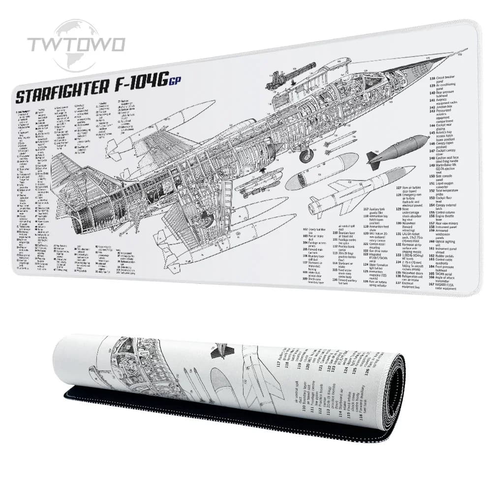 Tapis de souris Gamer noir et blanc avion dessin XL nouvel ordinateur tapis de souris personnalisé X