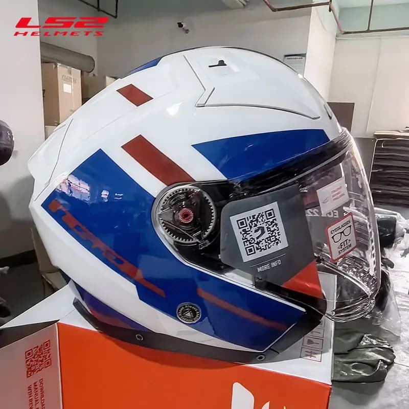 Casque de moto LS2 OF603 pour homme et femme, quatre saisons, double visière, demi-casque, casque tr