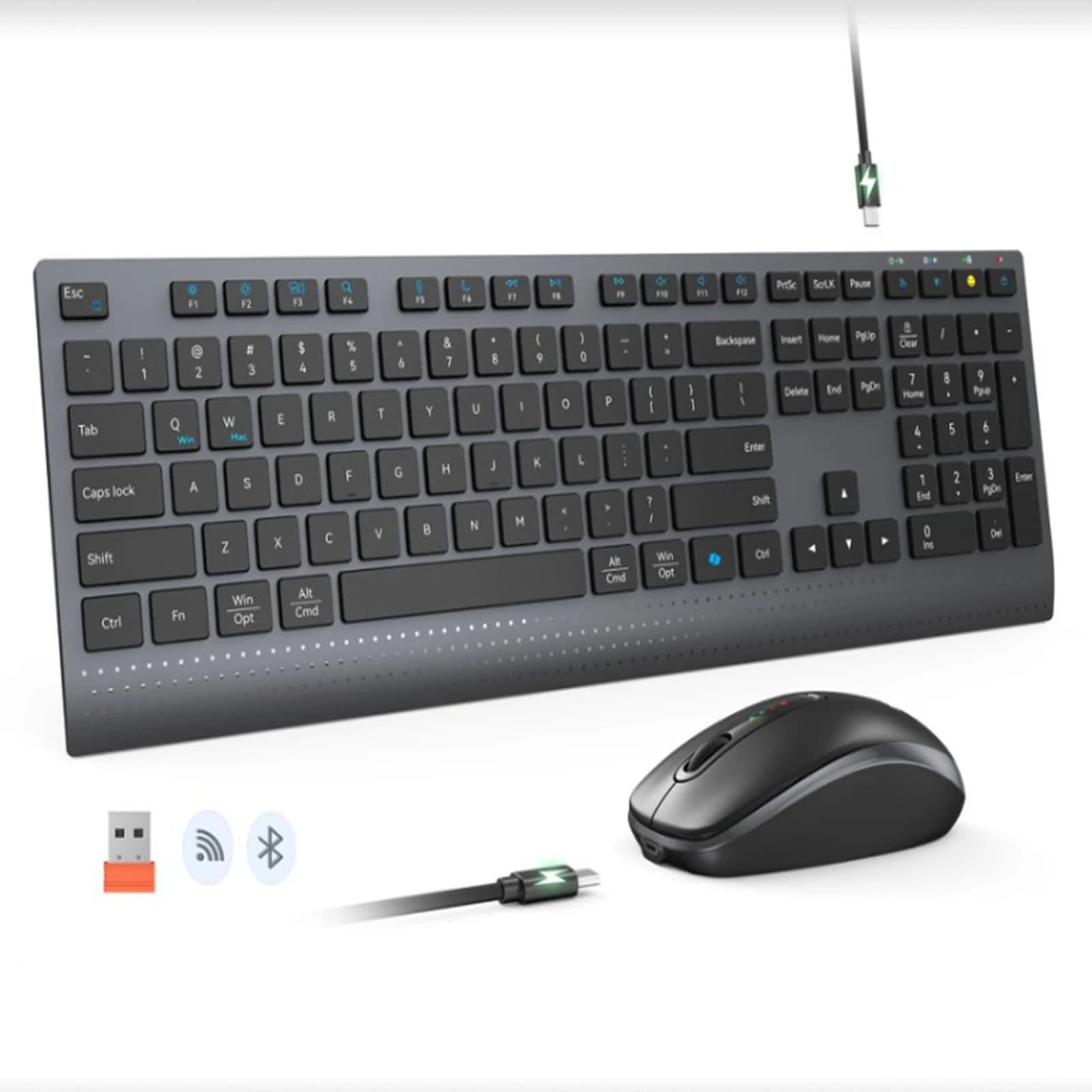 Ensemble clavier et souris sans fil double mode 2.4G/Bluetooth, ensemble clavier et souris rechargea