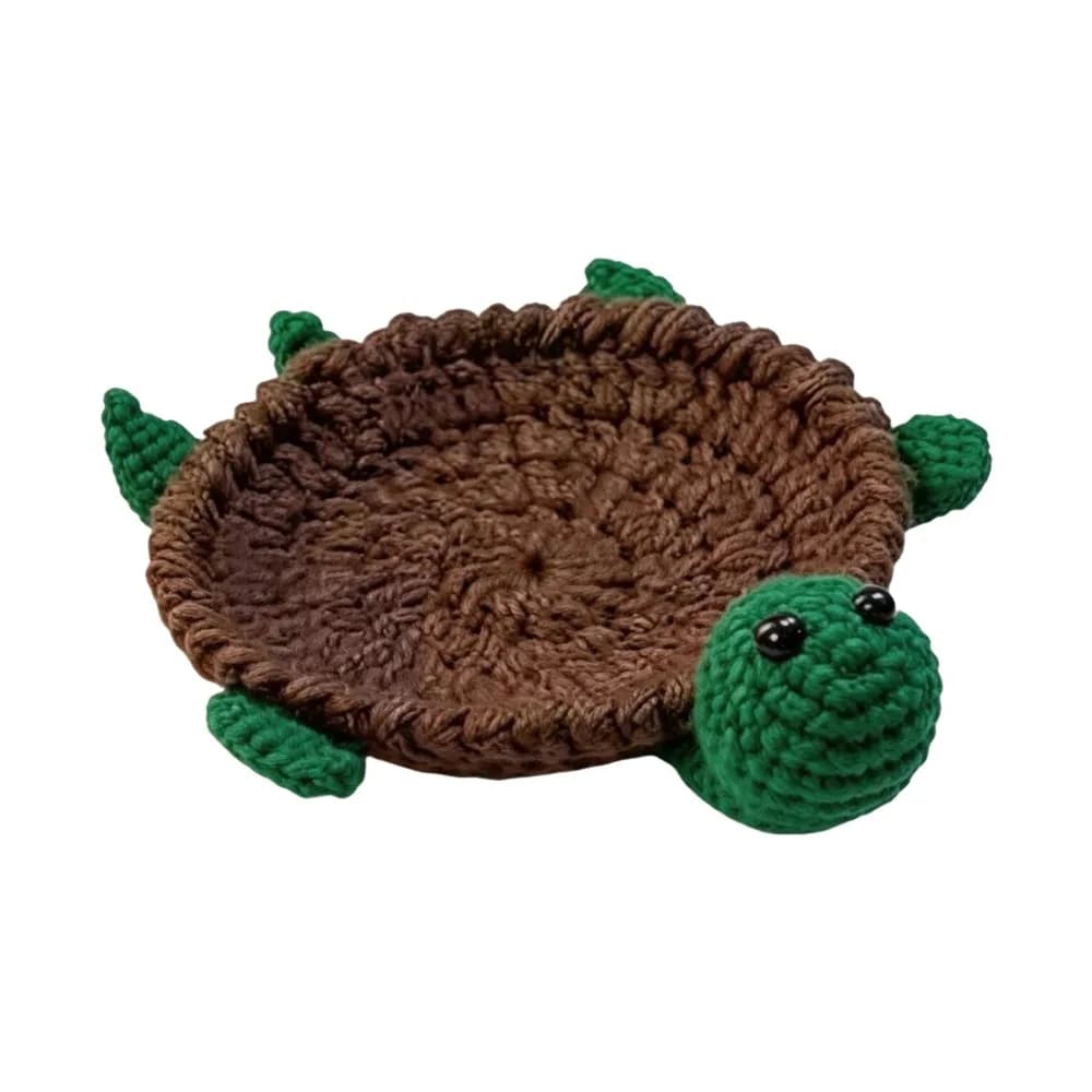 Sous-verre en crochet fait main, motif animal tricoté doux, design mignon de dessin animé, style cré