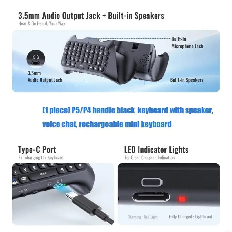 Clavier contrôleur Rechargeable avec haut-parleur micro pour Communication dans les jeux, Mini clavi