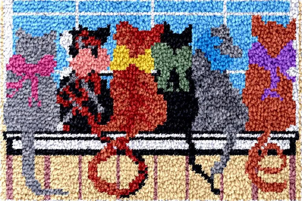 Kits de tapis à crochet de loquet pour chats, bricolage, pour adultes, sac smyrna knopen pakket, toi