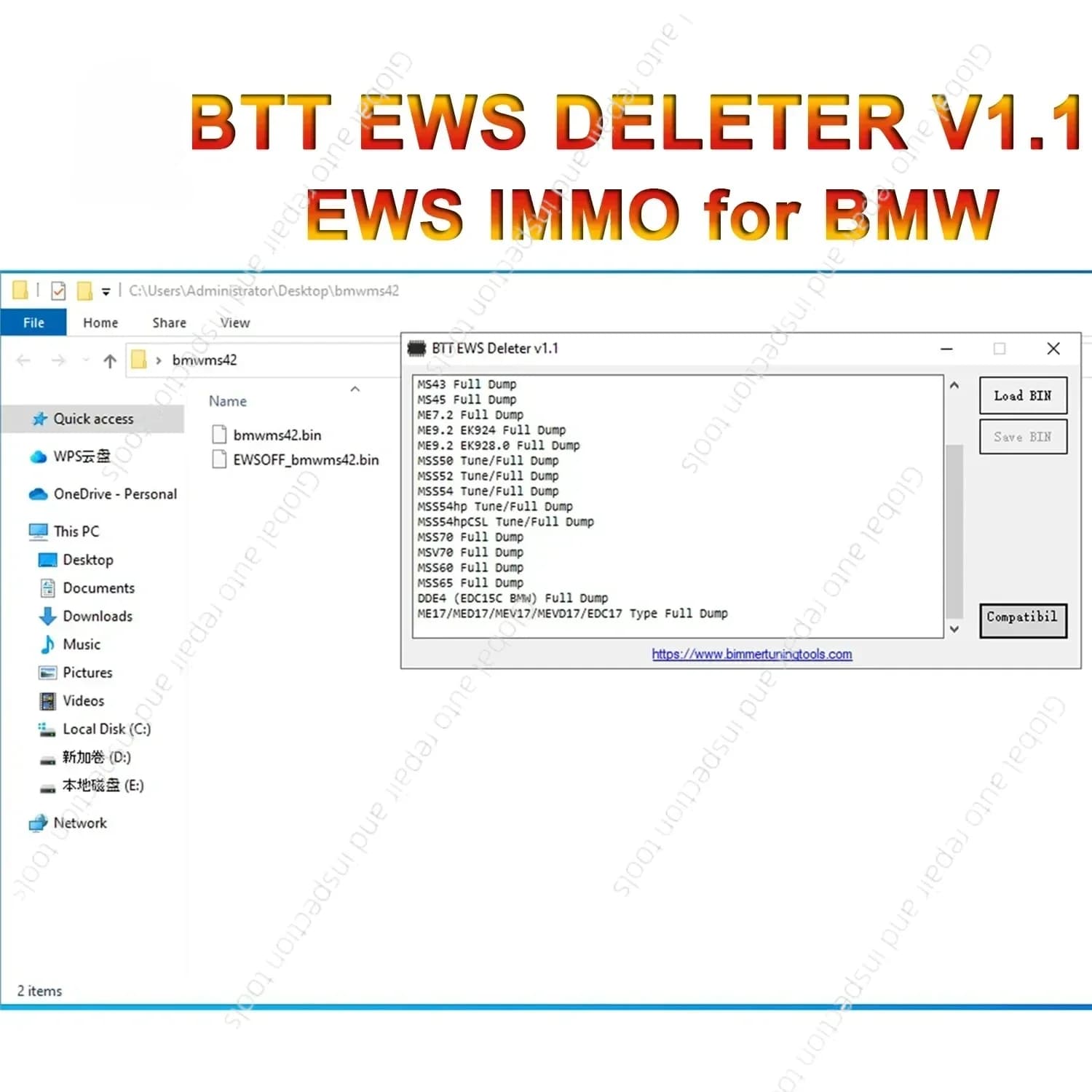 BTT EWS livreur V1.1 pour BMW IMMO OFF BTT EWS prise en charge MS41 MS42 MS43 MS45 ME7.2 ME9.2 MSS54