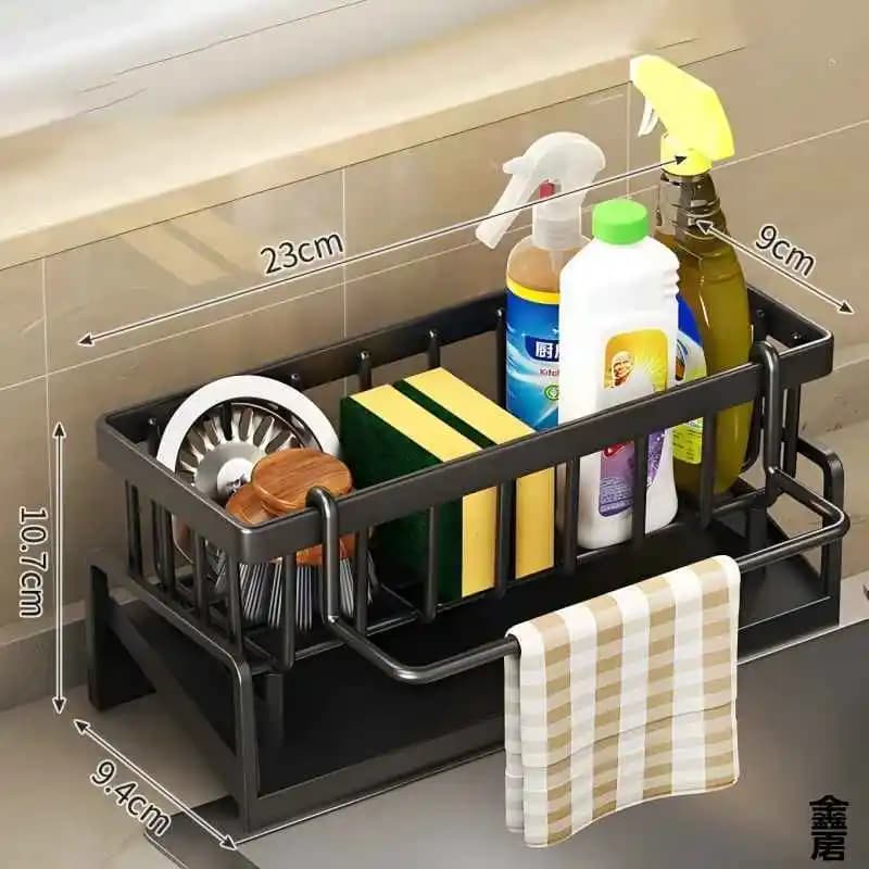 Étagère à épices compacte montée sur robinet – Organisateur d'évier avec égouttoir – Rangement de cu