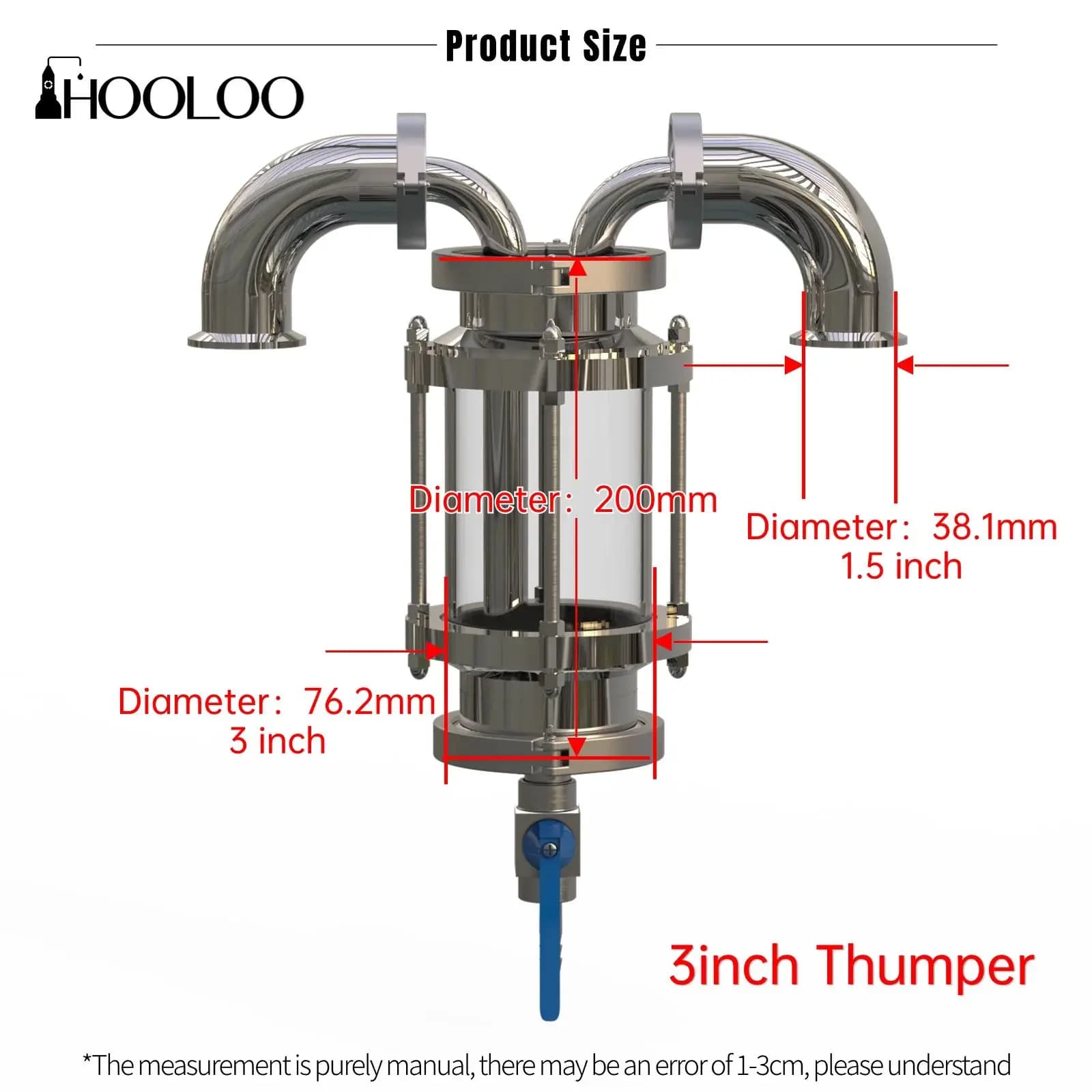 Hooloo Thumper accessoires spéciaux pour la production du rhum 3 ''4'' Moonshine Still 304 acier ino