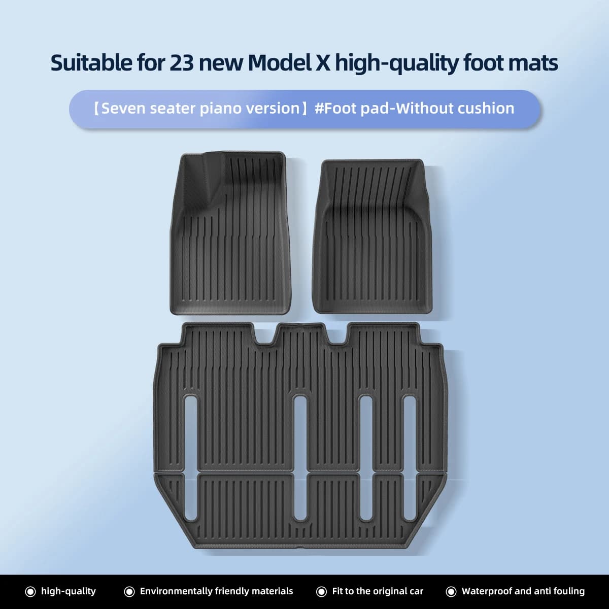 Tapis de sol pour Tesla Model X 2022-2025, tapis de sol en TPE imperméables et résistants à l'usure,