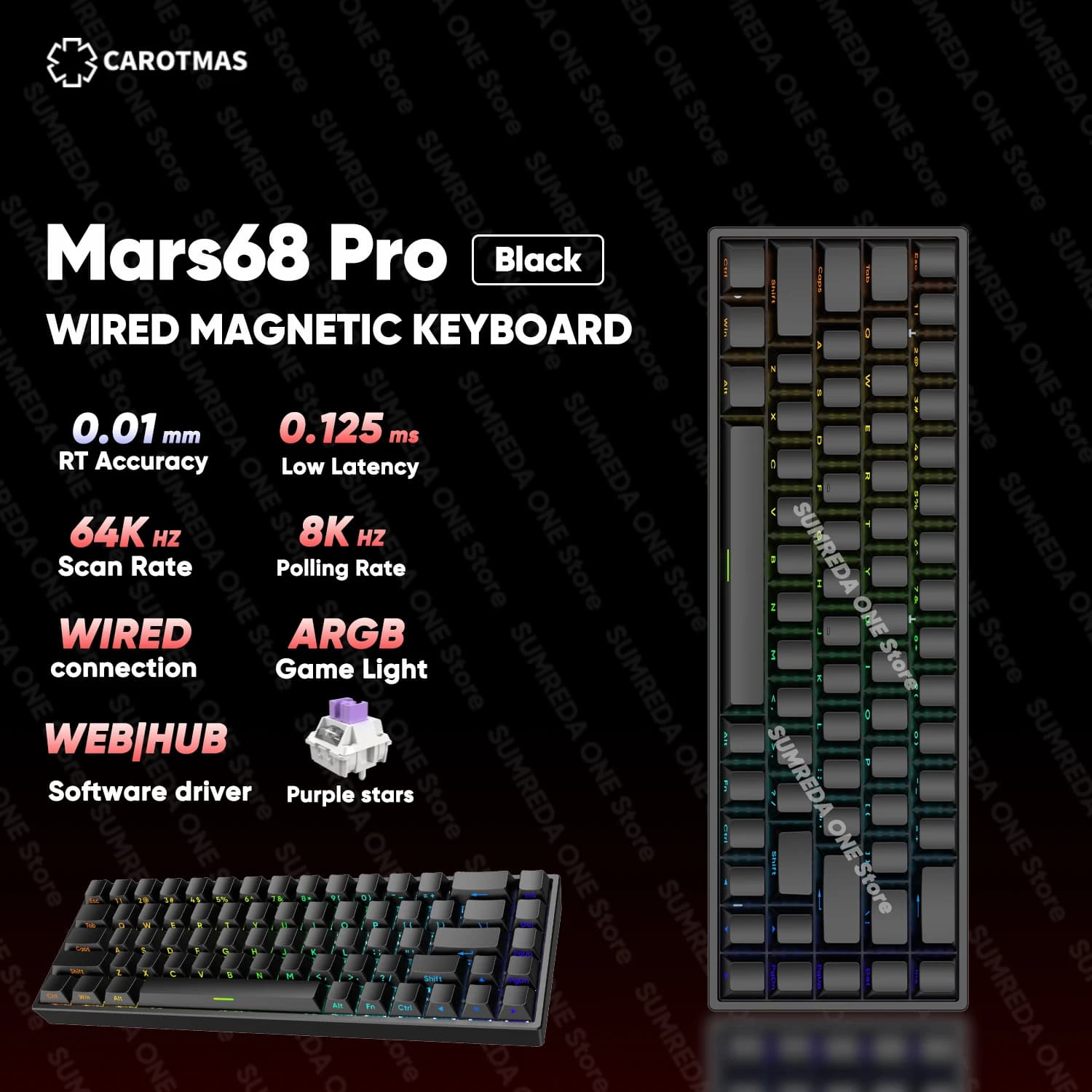 IROK Carotmas D Mars68 Pro clavier mécanique magnétique sans fil de jeu 8K déclencheur rapide 0.01mm