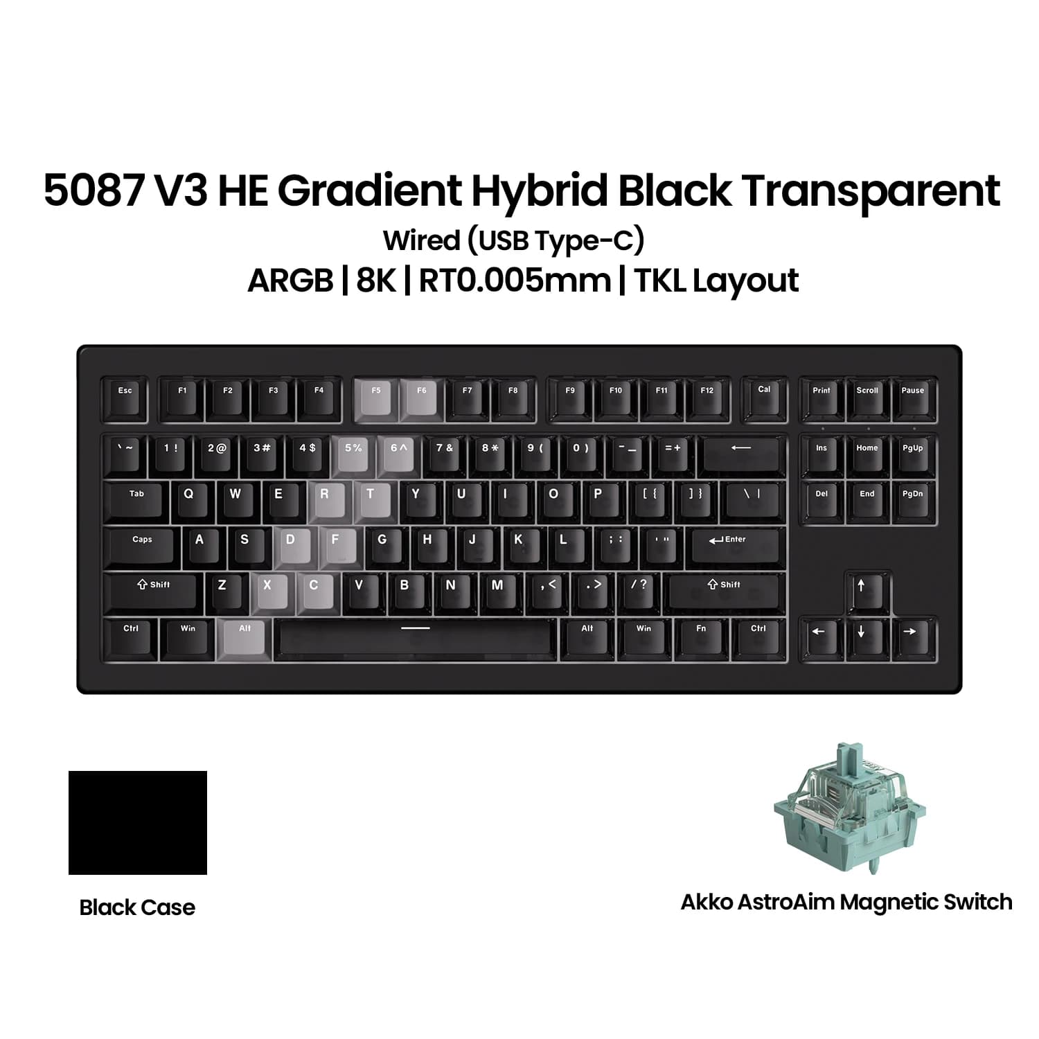 Akko 5087 V3 HE clavier 80% TKL disposition commutateur magnétique déclencheur rapide 0.005mm 8K tau